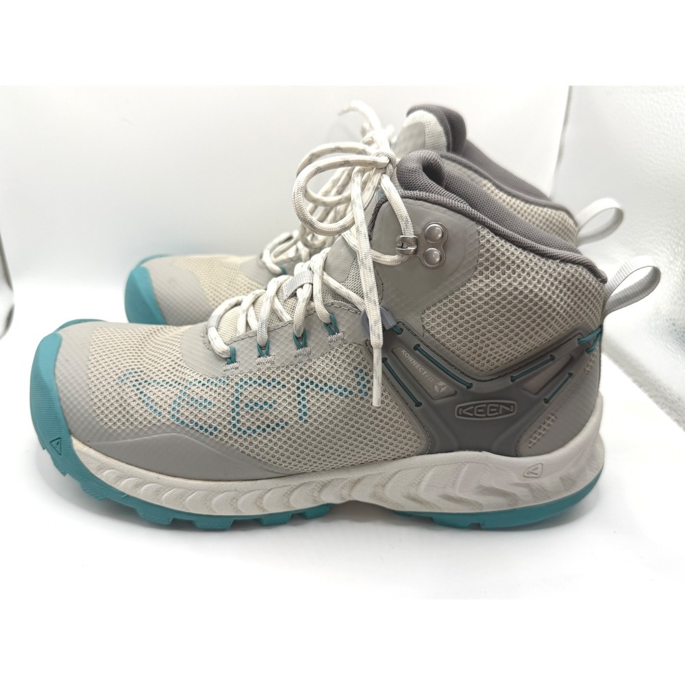 Keen NXIS EVO Mid Waterproof Hiking Boots Womens 9 Grey Teal 1026117 Hikers